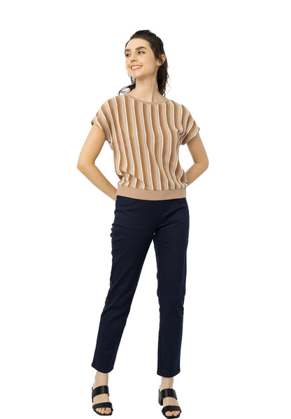 VOIR JEANS Multi Striped Knit Top