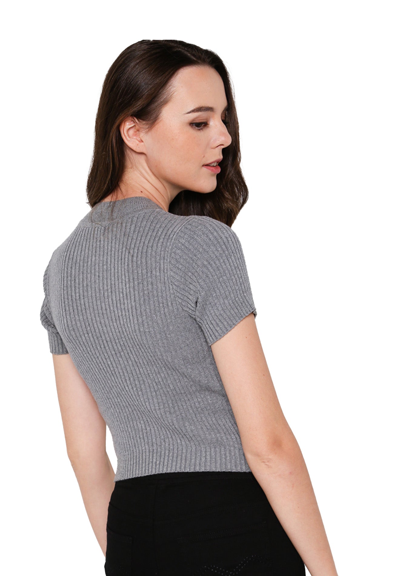 VOIR JEANS Textured Short Sleeves Knit Top