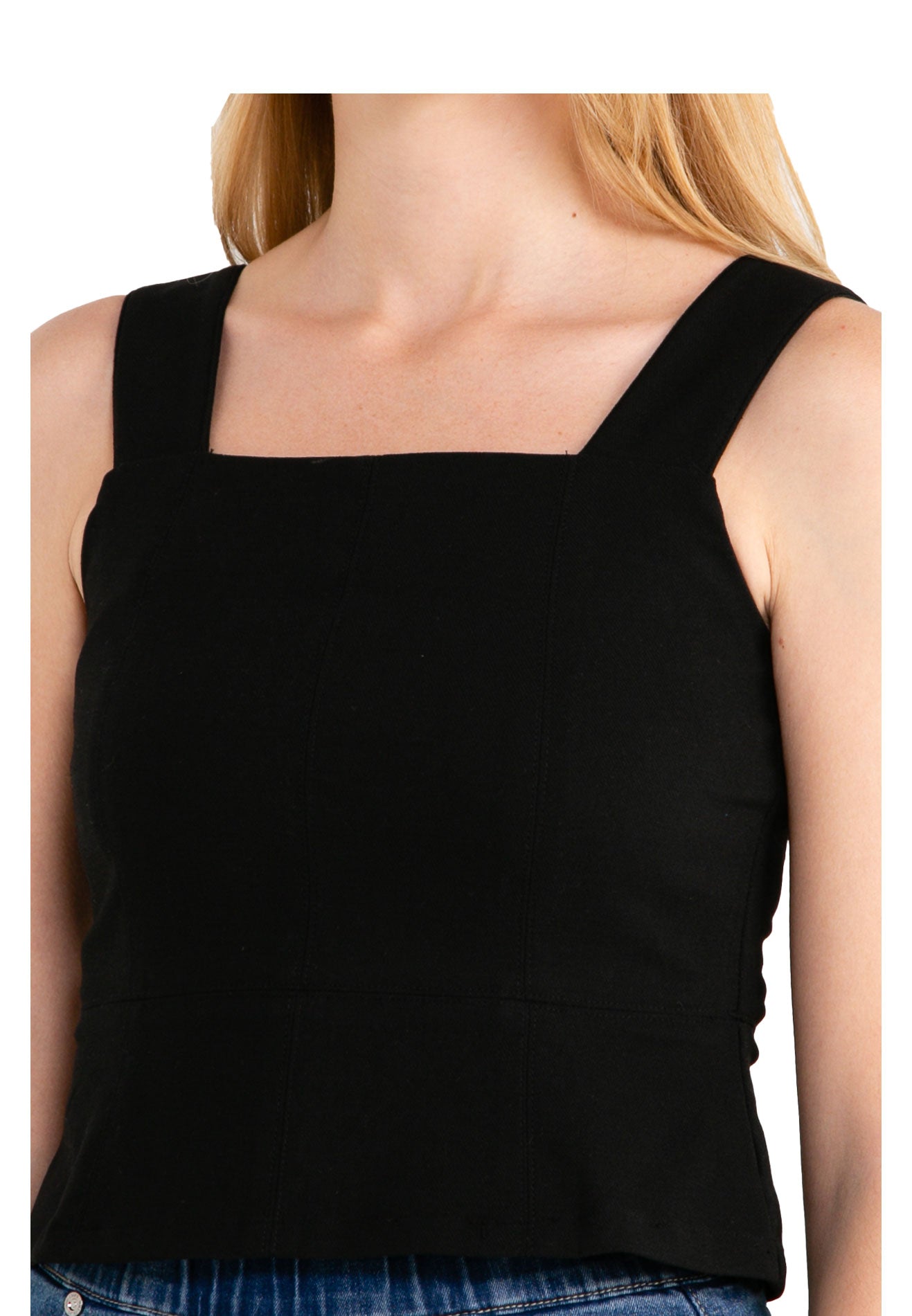 VOIR JEANS Sleeveless Square Neck Top with Back Zipper