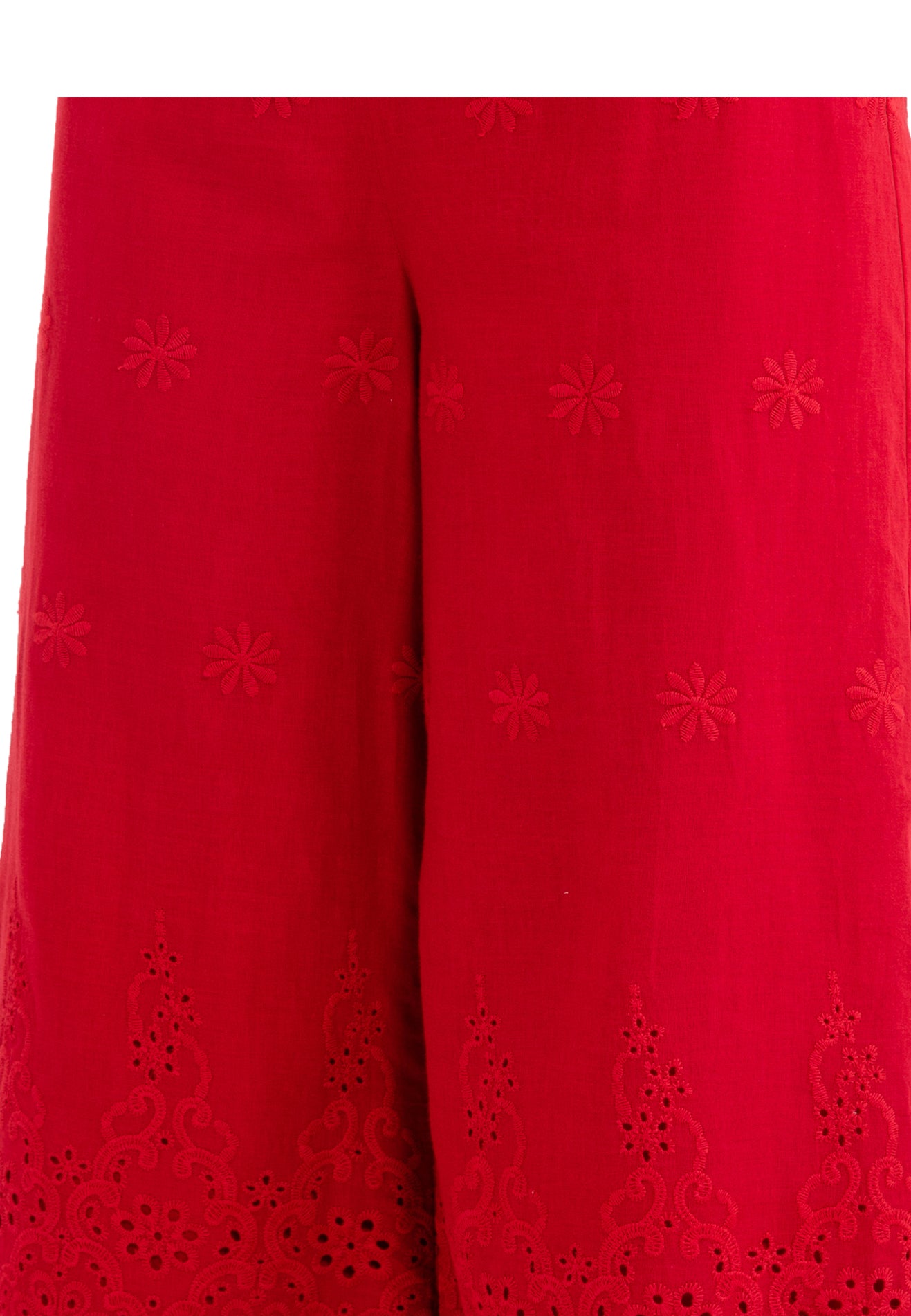 ELLE Apparel Floral Embroidery Wide Leg Pants