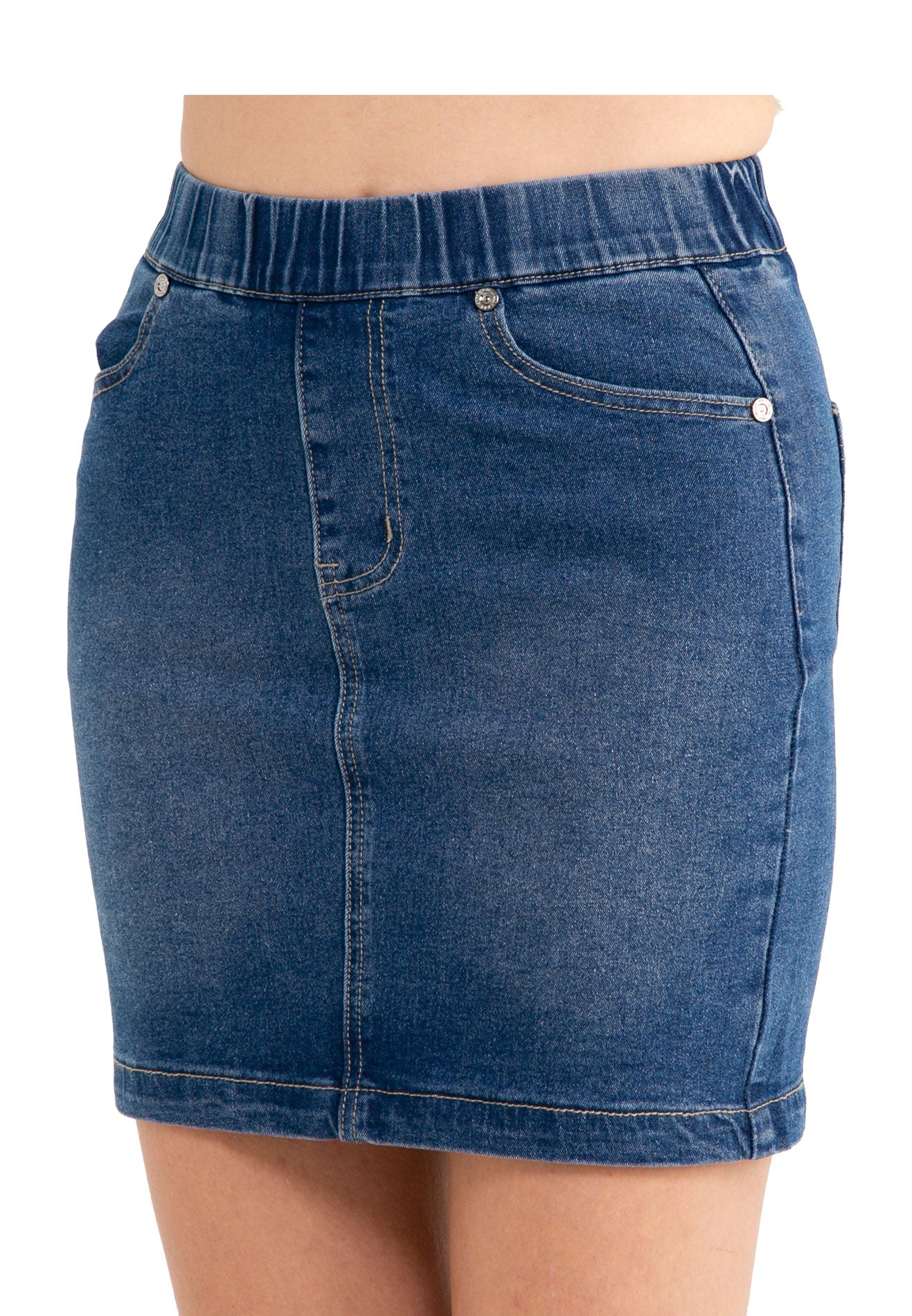 VOIR JEANS Elastic Waist Denim Skirt