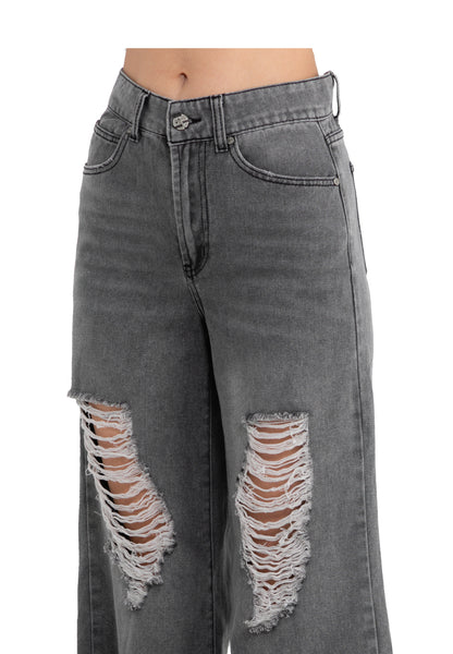 ELLE Apparel High Waist Ripped Denim Jeans