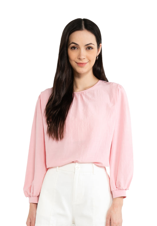 ELLE Apparel Plain Round Neck Blouse