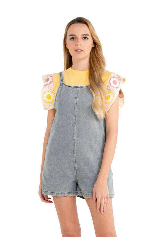 VOIR JEANS Sleeveless Denim Jumpsuit with Side Pocket