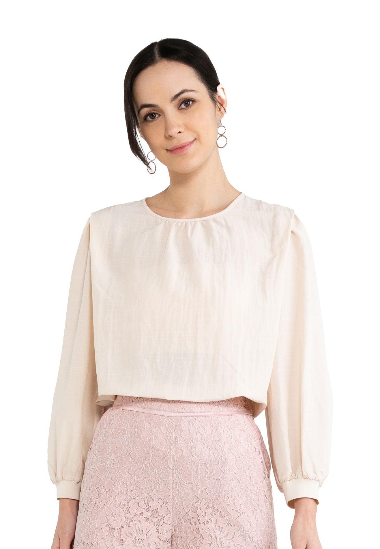 ELLE Apparel Plain Round Neck Blouse