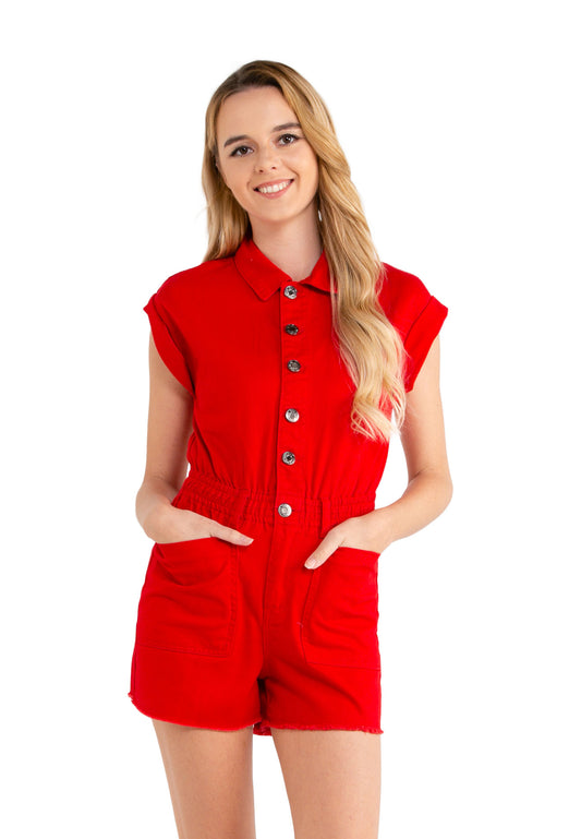 VOIR JEANS Collar Jumpsuit with Dual Pocket
