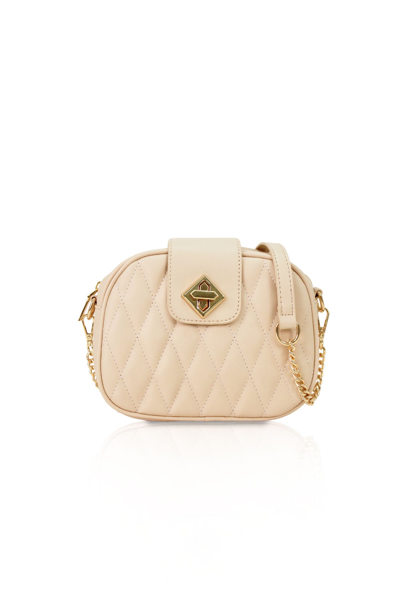 VOIR JOLEE Belted Quilted Chain Strap Bag