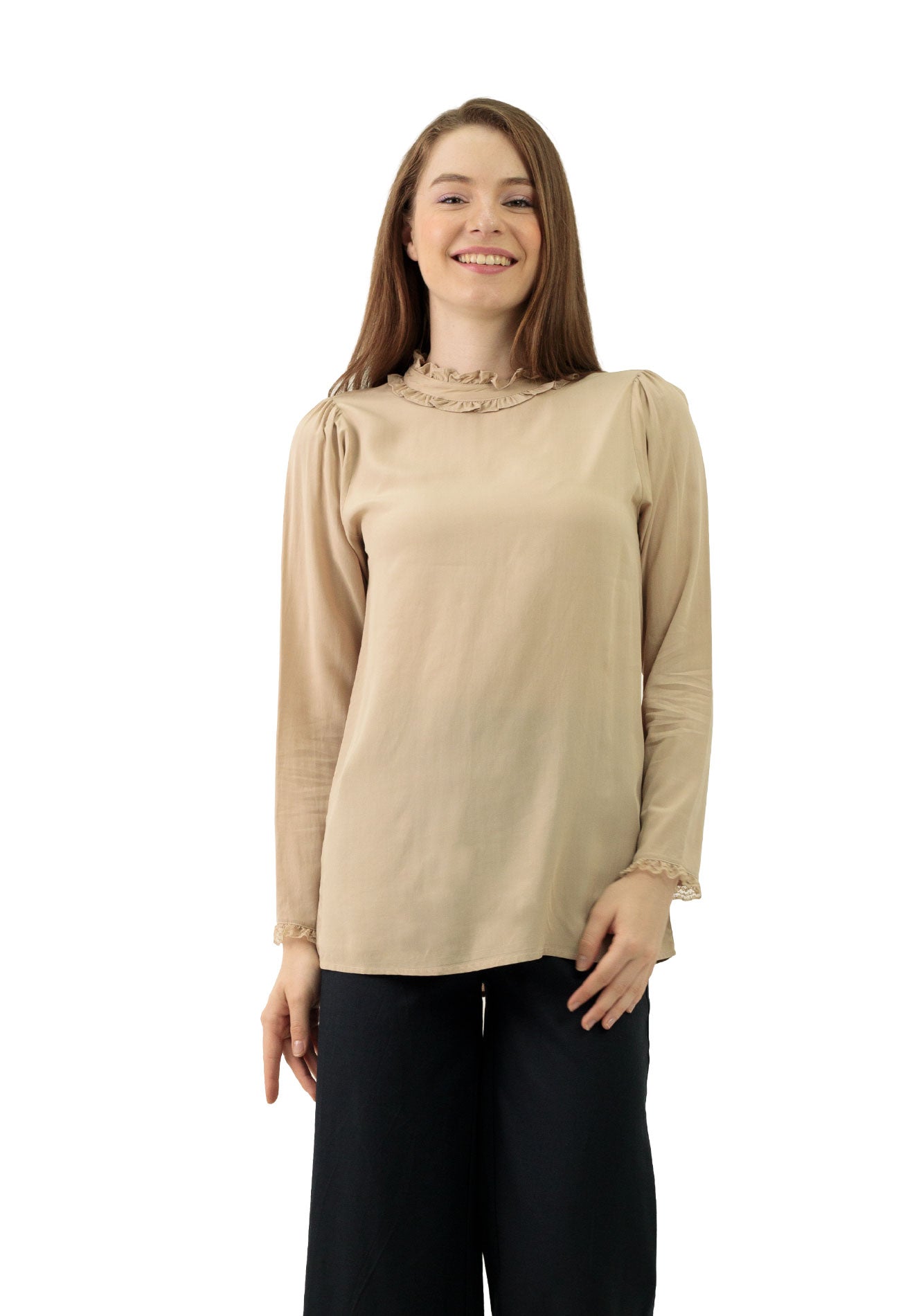 DAISY By VOIR High Neck Frilly Ruffle Blouse
