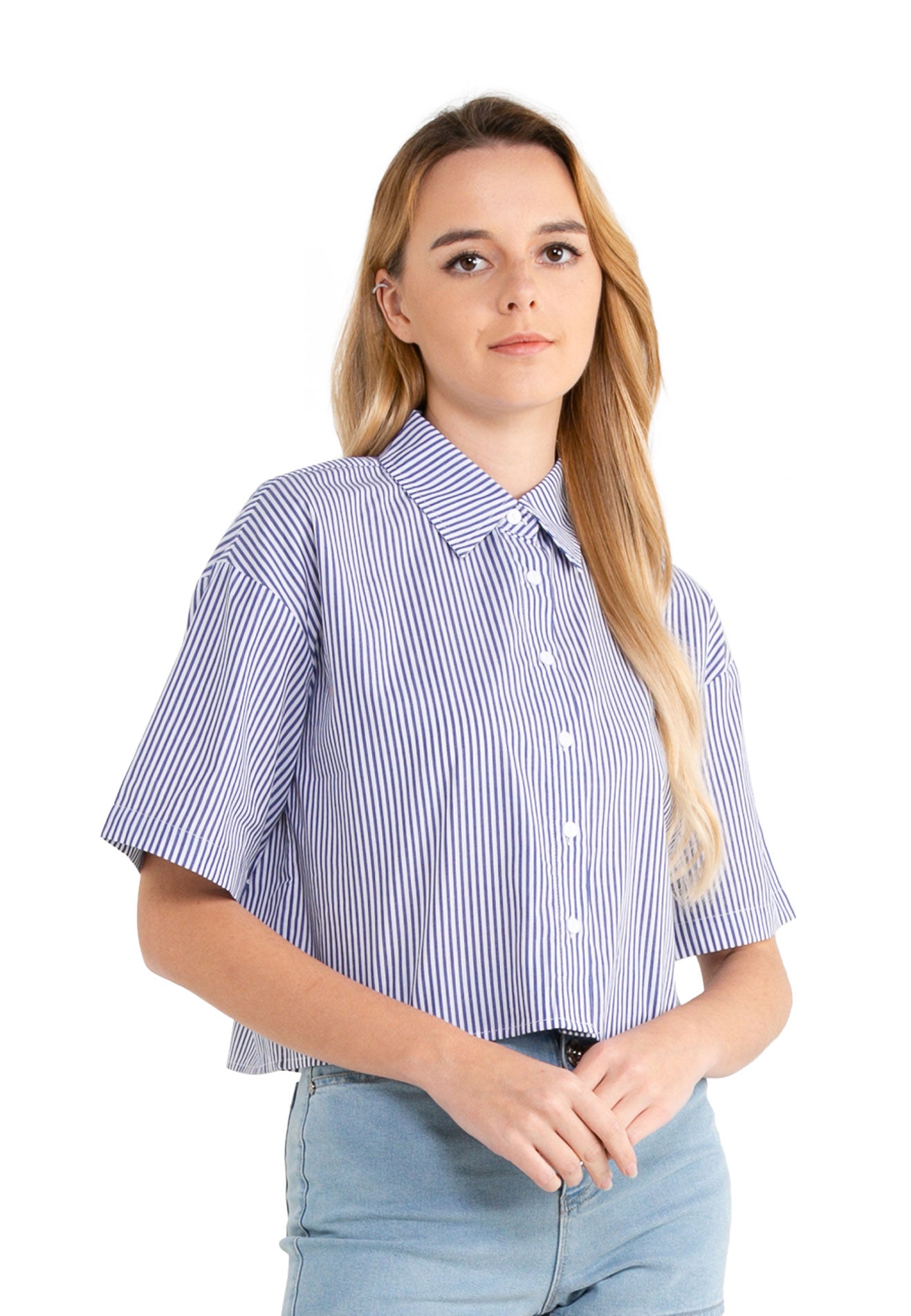 VOIR JEANS Graphic Print Crop Blouse