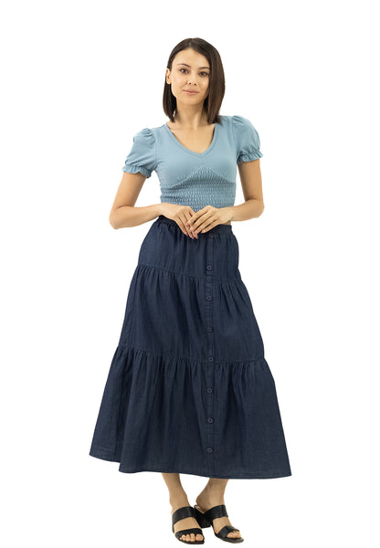 VOIR JEANS Ruched Shirred Crop Top