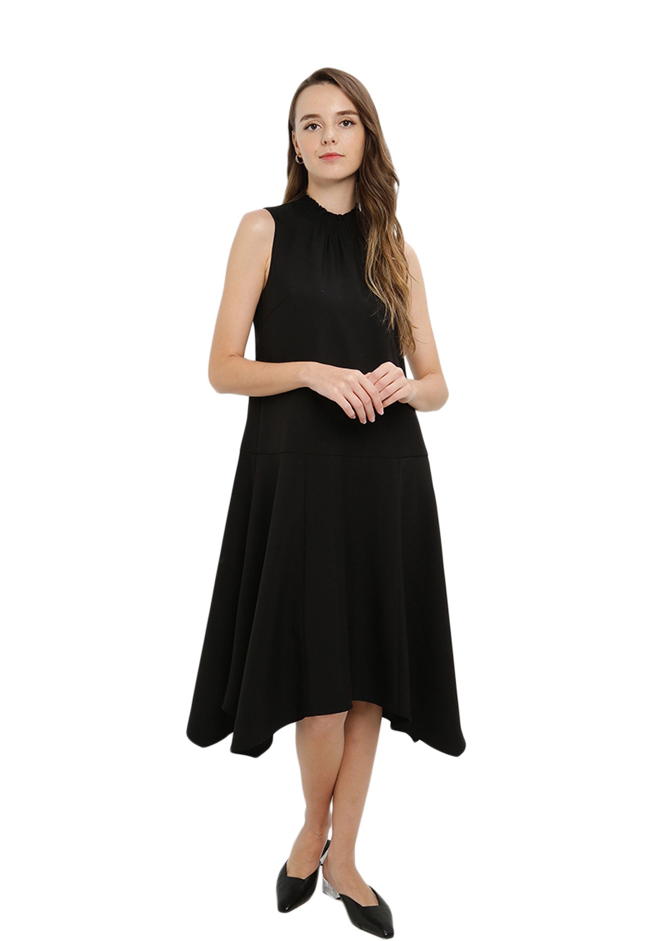ELLE Apparel A-Line Sleeveless Irregular Hem Midi Dress