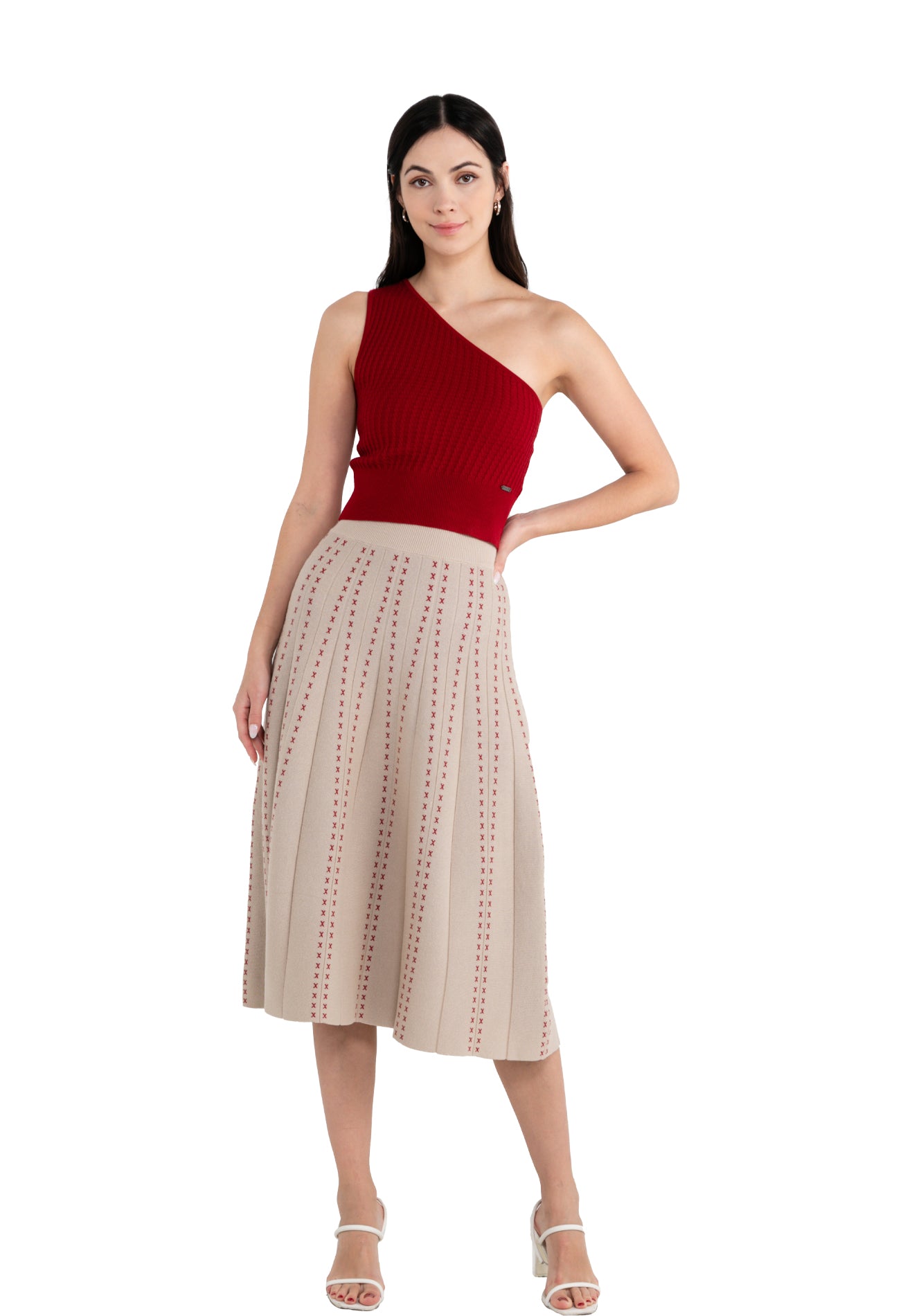 ELLE Apparel Knitted Wide Long Skirt