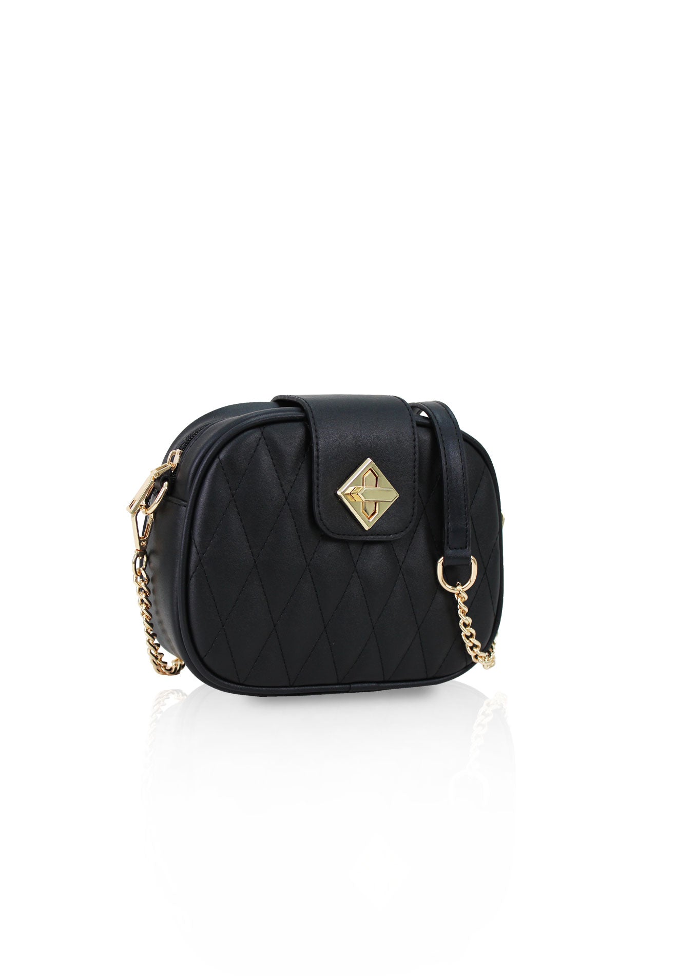 VOIR JOLEE Belted Quilted Chain Strap Bag